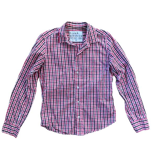 Frank & Eileen Small Check Barry Button Front - Picture 1 of 12